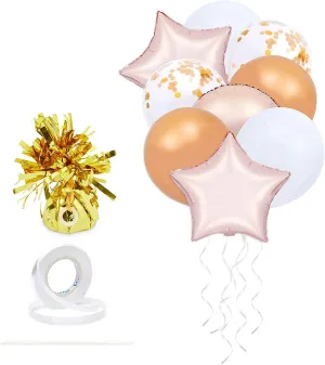 Rose Gold Foil Star Balloons and Weight for Baby Shower, Party Decorations (26 Pieces)