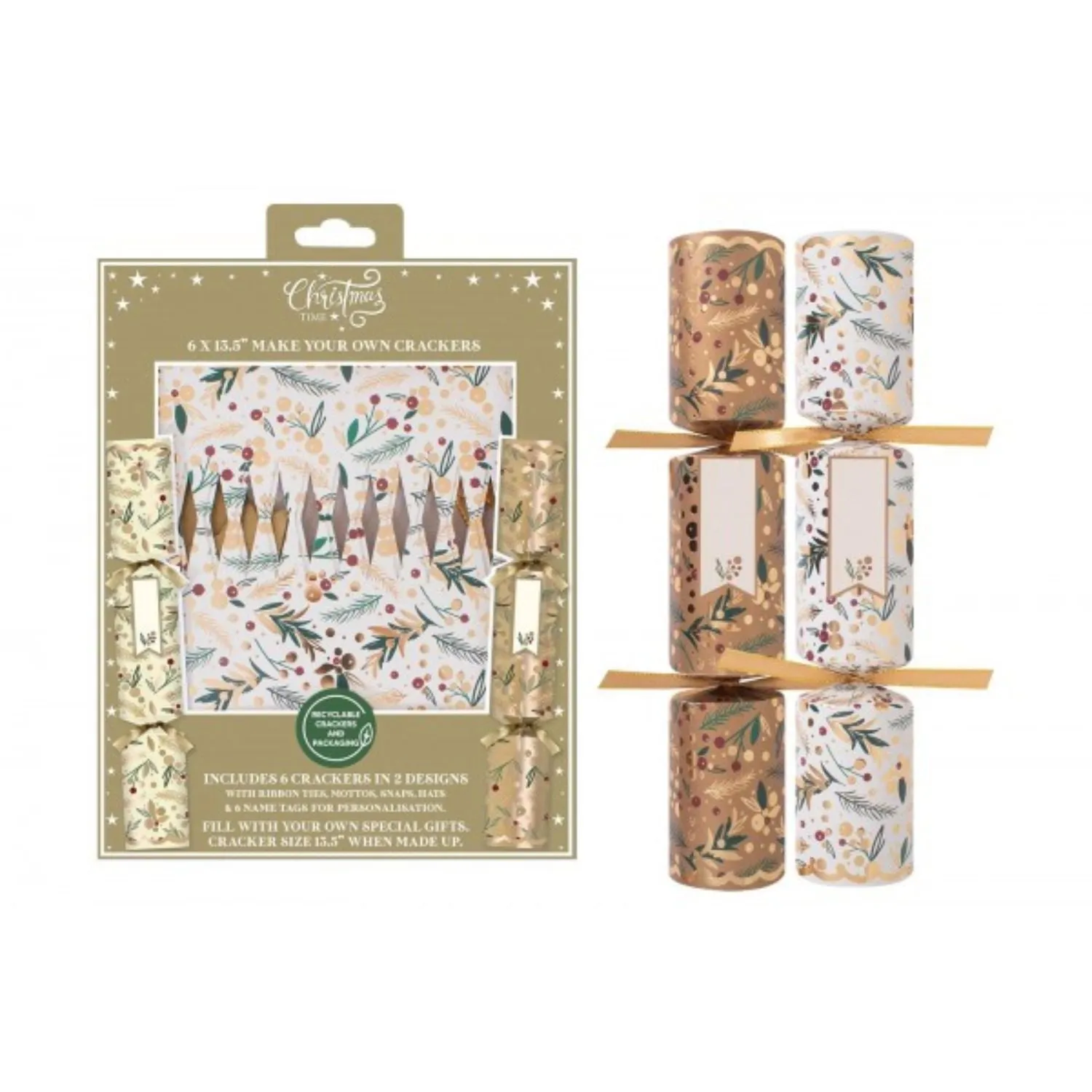 RSW Christmas 6 Deluxe MYO Gold 13.5" Crackers
