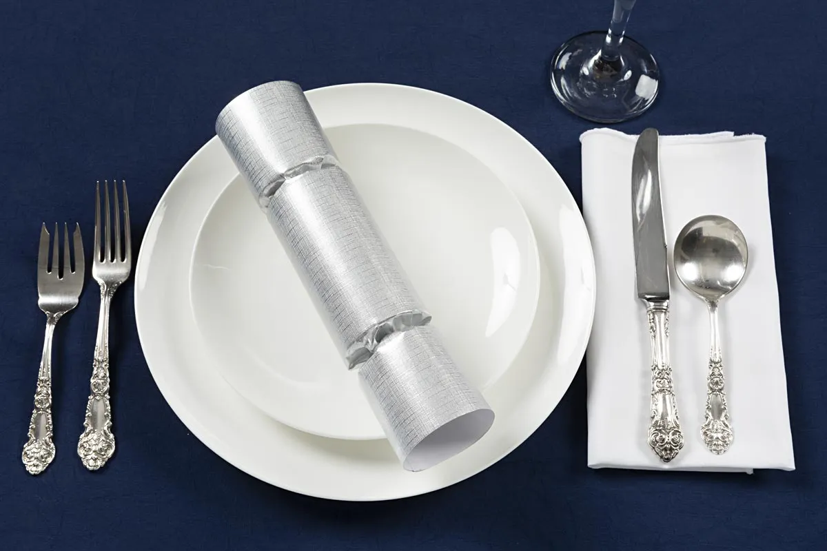 Silver Foil Christmas Crackers Table Decorations Party Favor Poppers (6)