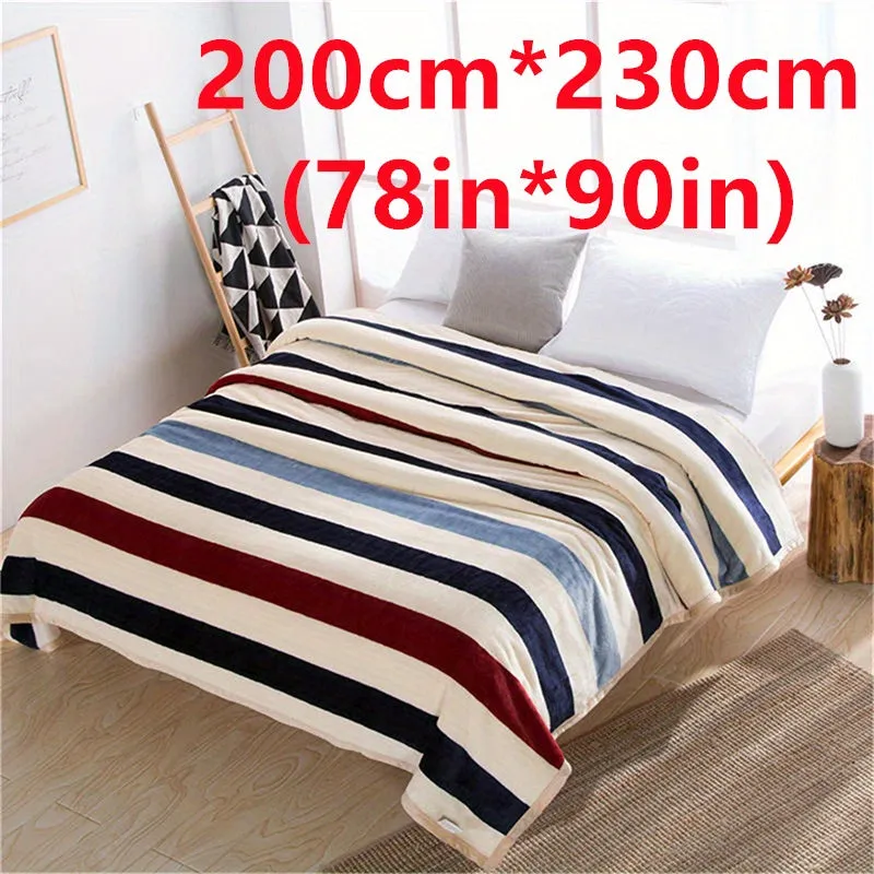 Soft Striped Flannel Blanket Perfect for Home and Travel