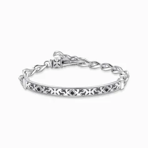 Sterling Silver Blackened Zirconia Patterned Bracelet A2146-643-21
