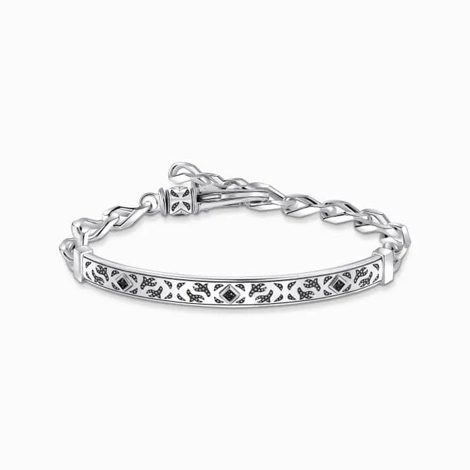 Sterling Silver Blackened Zirconia Patterned Bracelet A2146-643-21