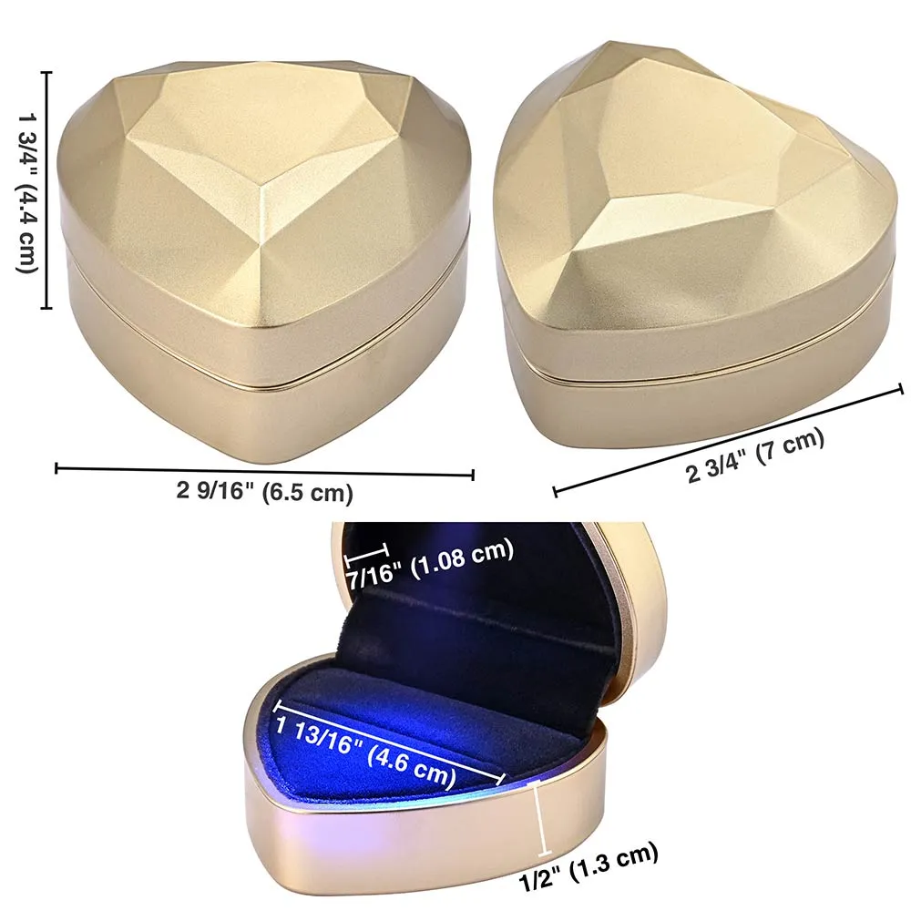 TheLAShop Heart Shaped Ring Box with Light Jewellery Box