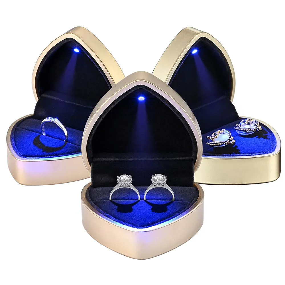 TheLAShop Heart Shaped Ring Box with Light Jewellery Box