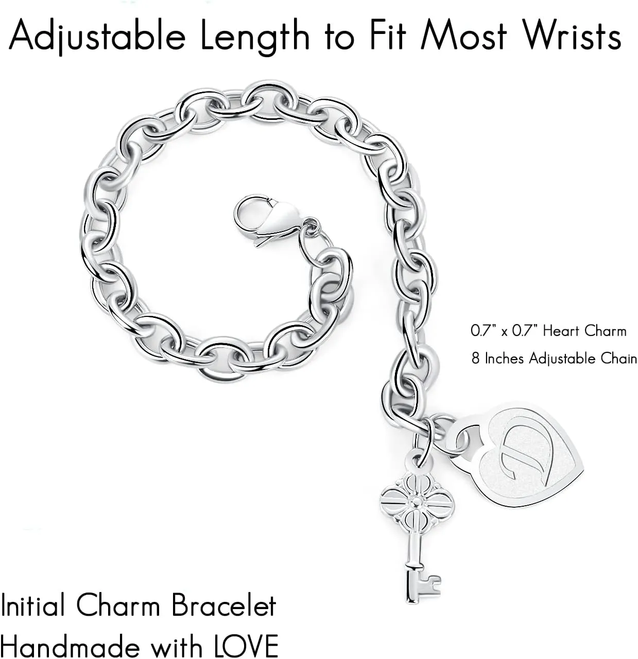 TONY & SANDY Initial Charm Bracelets for Girls Women Stainless Steel A-Z Bracelet Personalized Gifts Birthday Graduation Easter Basket Stuffers for Teen Girls Jewelry (Various Design)