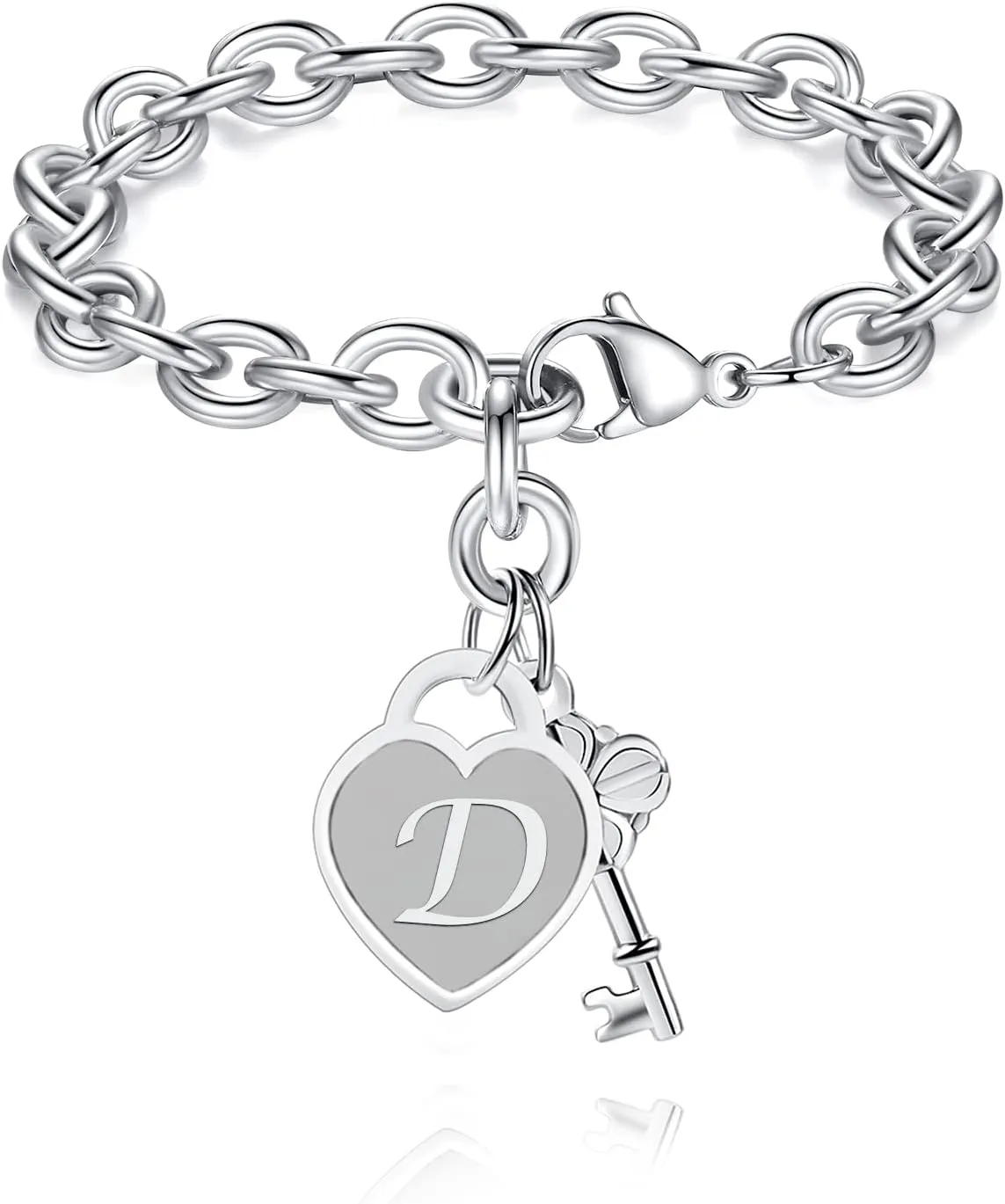 TONY & SANDY Initial Charm Bracelets for Girls Women Stainless Steel A-Z Bracelet Personalized Gifts Birthday Graduation Easter Basket Stuffers for Teen Girls Jewelry (Various Design)