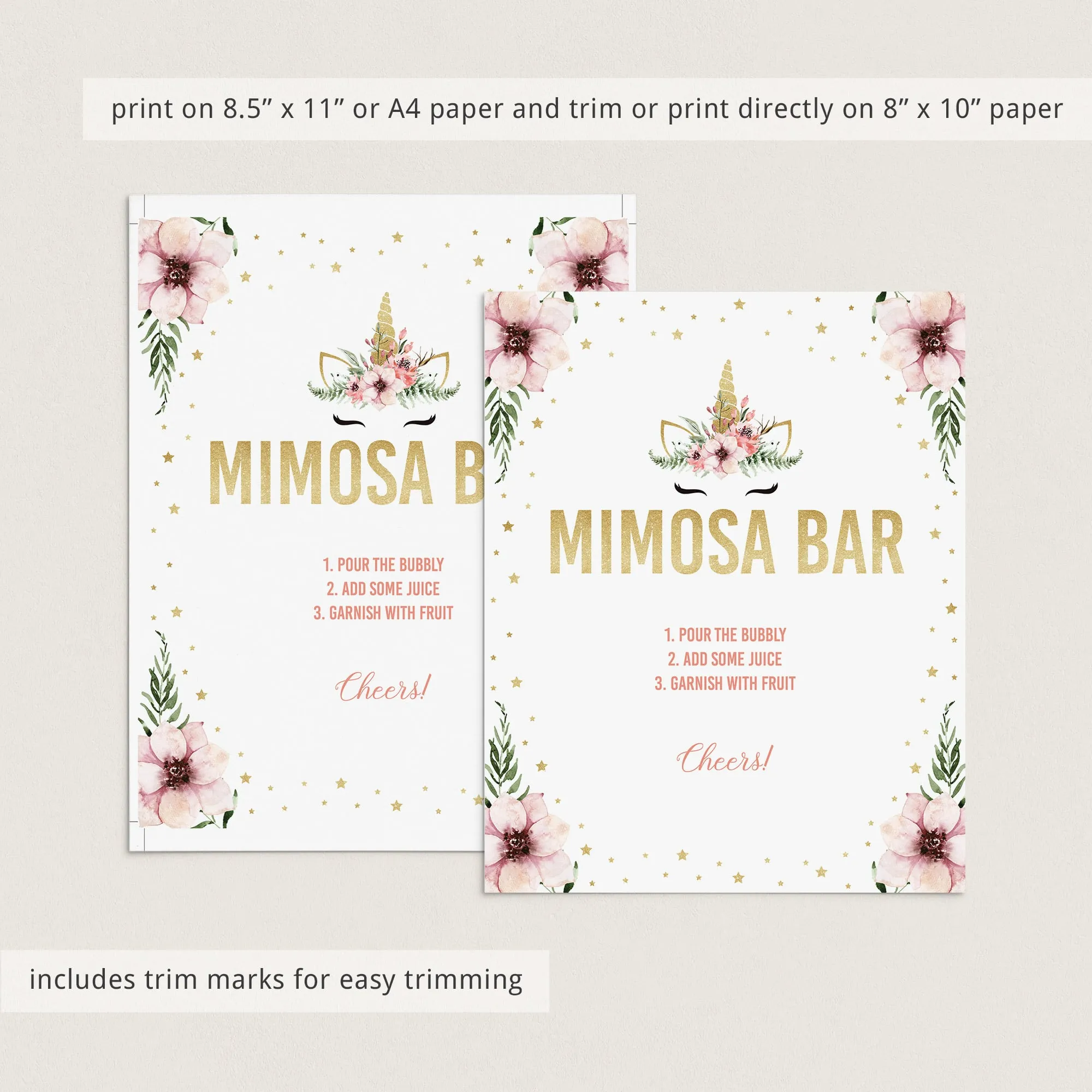 Unicorn Baby Shower Decorations Printable Signs
