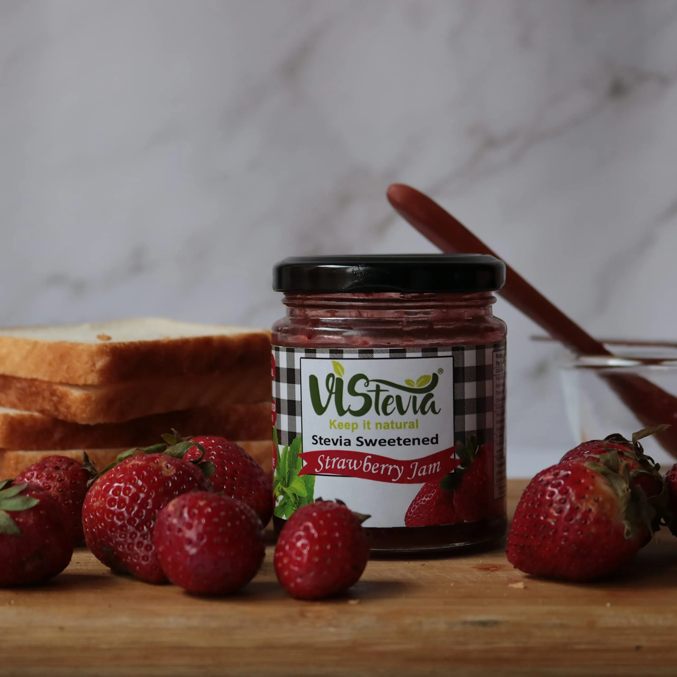 Vistevia Sugar Free Mulberry, Raspberry & Strawberry Jam, Diabetic and Keto Friendly - Sweetened Naturally with Stevia, More Than 60% Whole Berry Content - Tastes Delicious - Pack of 3 (220*3 GM)