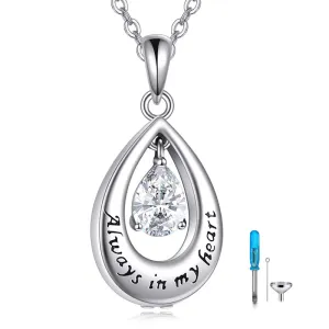 Waterdrop Urn Necklace for Ashes for Women Sterling Silver Cremation Necklace Jewelry for Human