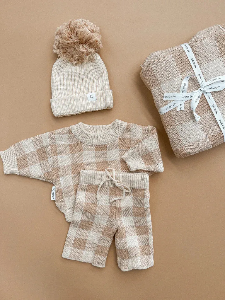 Ziggy Lou - Knit Blanket - Caramel Gingham