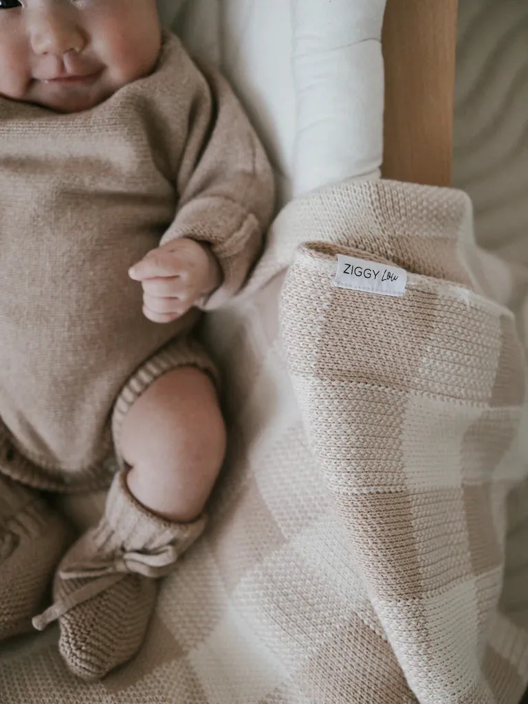 Ziggy Lou - Knit Blanket - Caramel Gingham