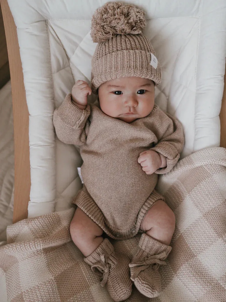 Ziggy Lou - Knit Blanket - Caramel Gingham