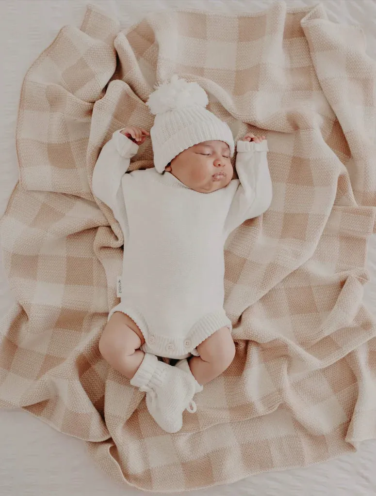 Ziggy Lou - Knit Blanket - Caramel Gingham